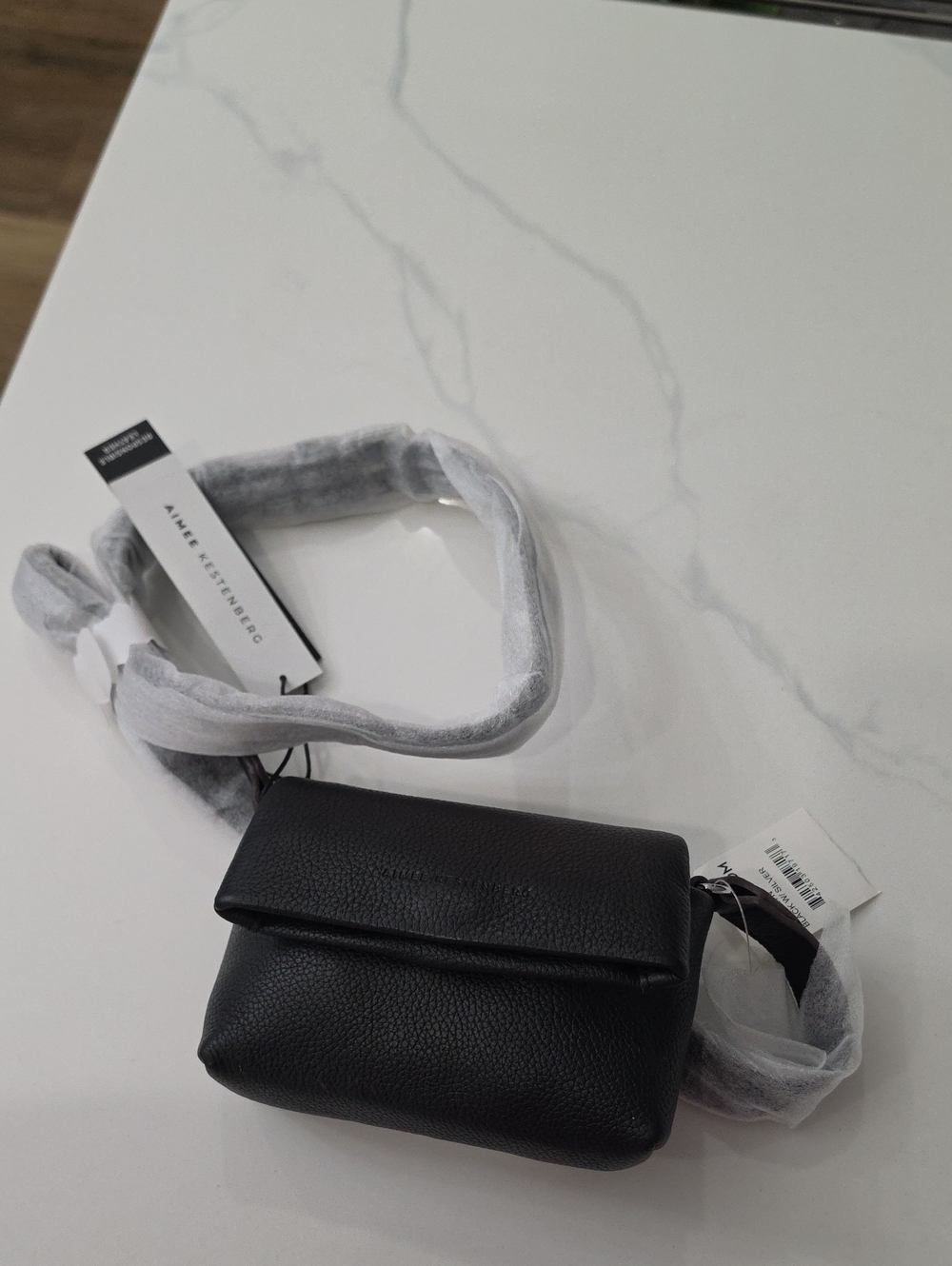 Aimee Kestenberg Black Pebbled Leather Crossbody Pouch